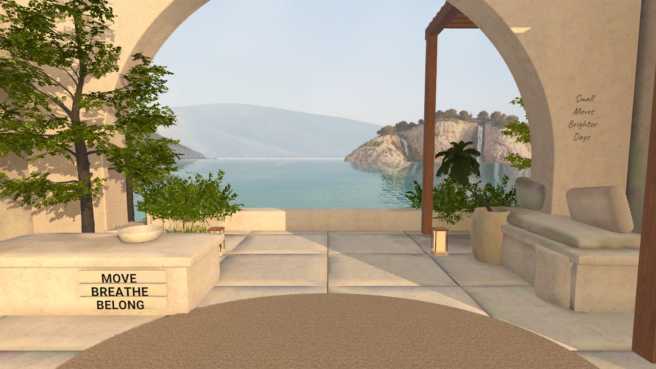 Avenpulse’s coastal pavilion looking out over water and a waterfall