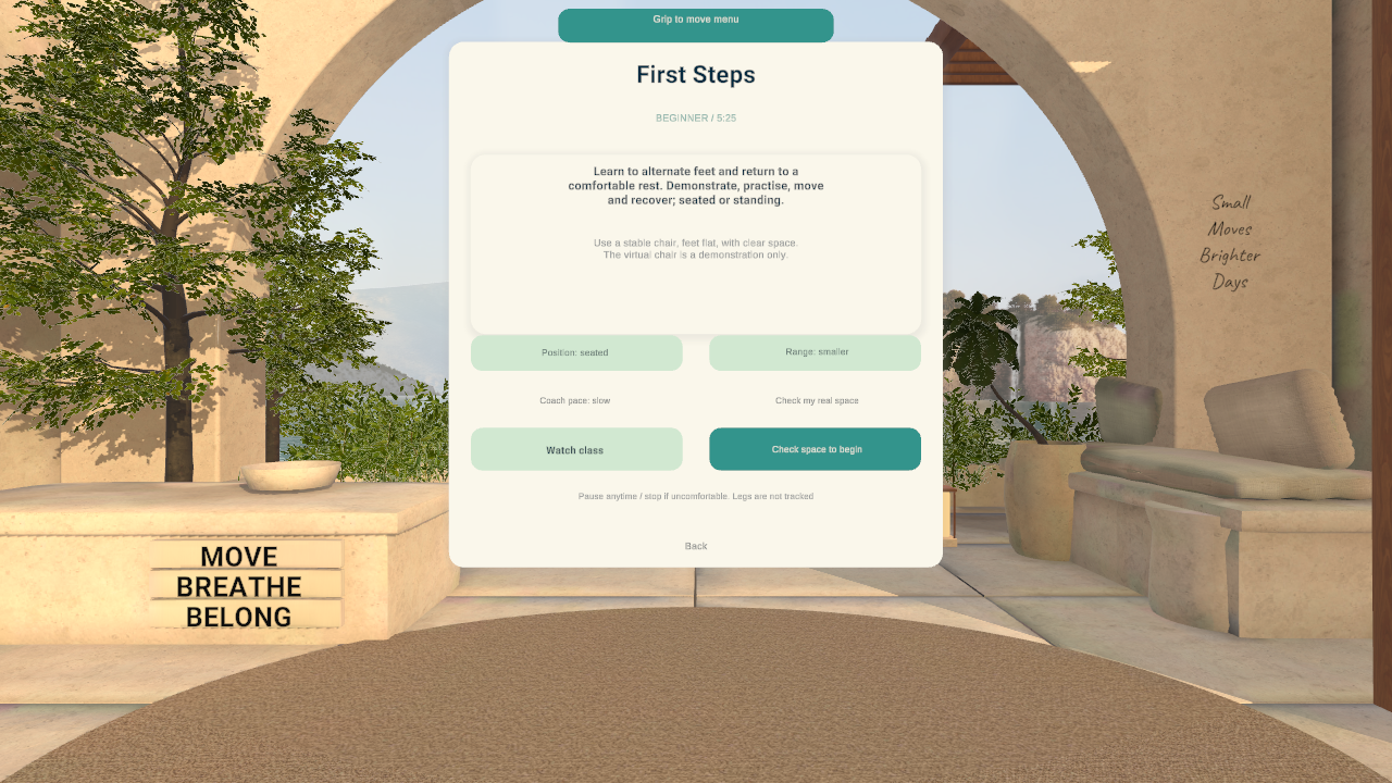 Seated session setup with instructor in the current Avenpulse interface