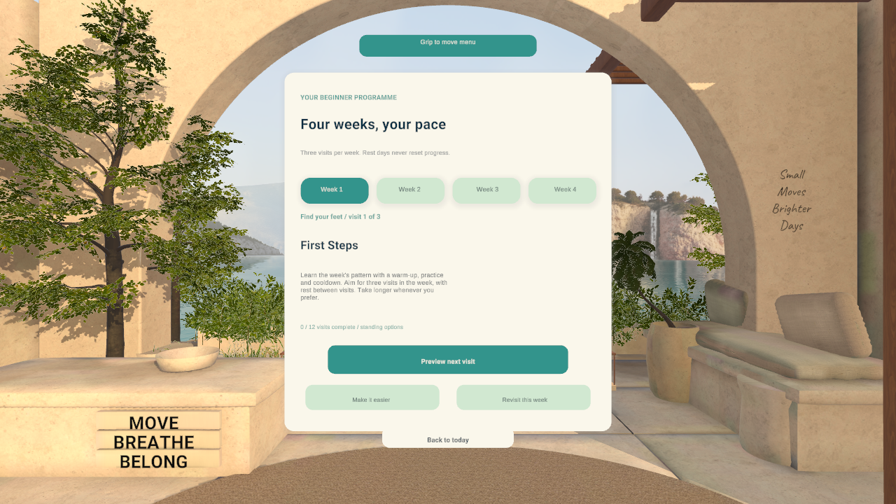 The four-week Avenpulse beginner programme interface