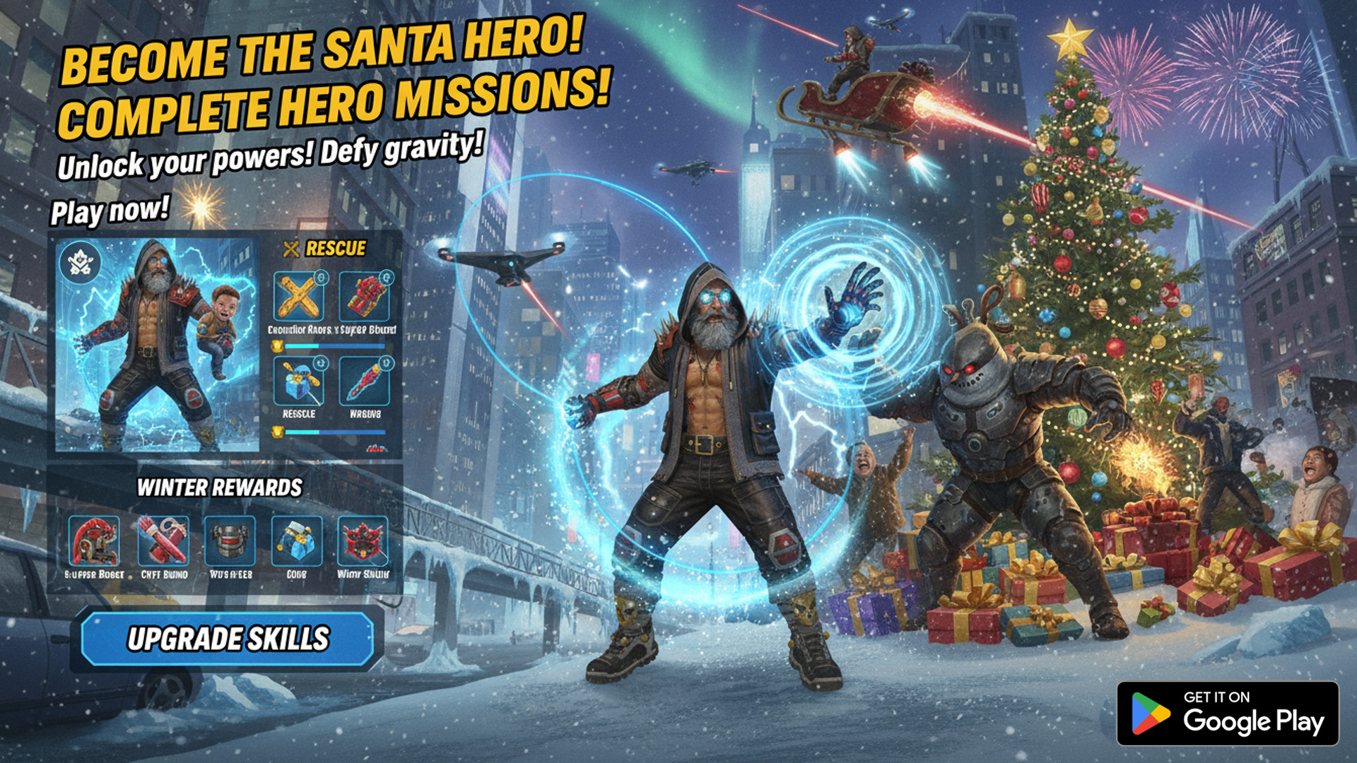 Santa Rope Hero Christmas artwork